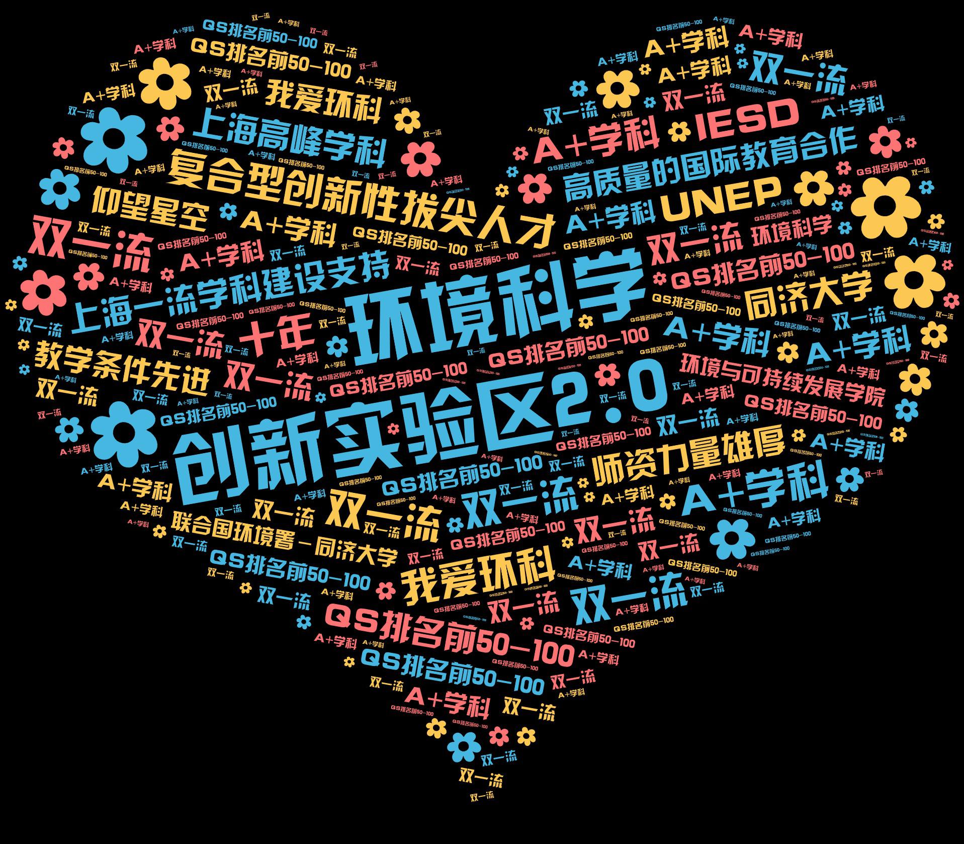 词云图,文字云图,环境科学,创新实验区2.0,复合型创新性拔尖人才,双一流,十年,我爱环科,UNEP,IESD,上海一流学科建设支持,上海高峰学科
