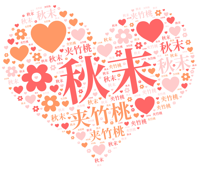 词云图,文字云图,秋末,夹竹桃,:hearts:,:blossom:,:hear't':