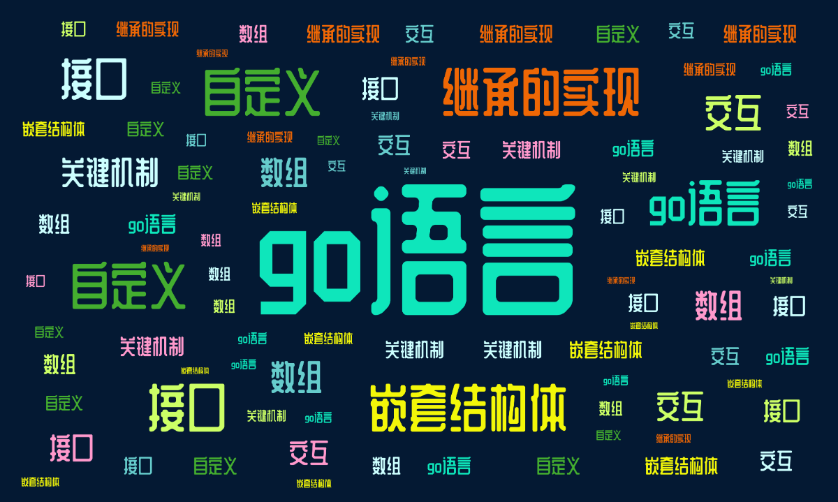 词云图,文字云图,go语言,继承的实现,嵌套结构体,自定义,接口,关键机制,交互,数组